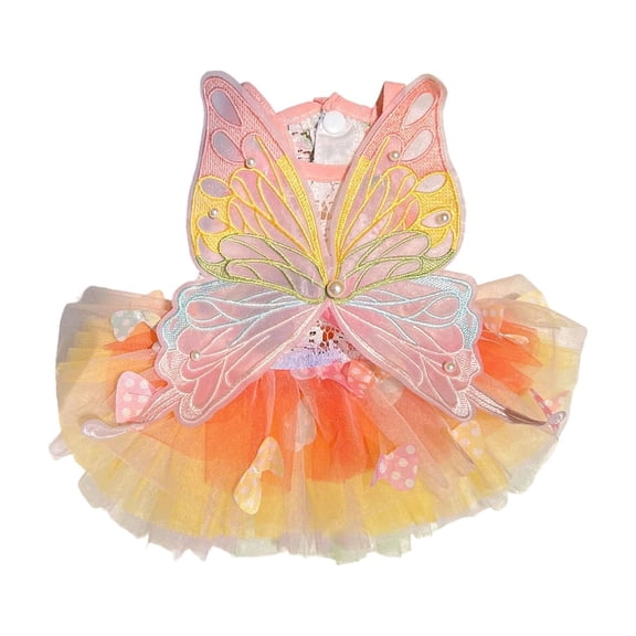 L Large Summer Rainbow Butterfly Pet Dress For Dogs Cats Lightweight Mesh Princess Skirt For Small Medium Large Pets