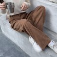 thumbnail image 6 of BUYISI Retro High Waist Corduroy Pants For Women Straight Leg Casual Fashion Loose Brown XL, 6 of 9