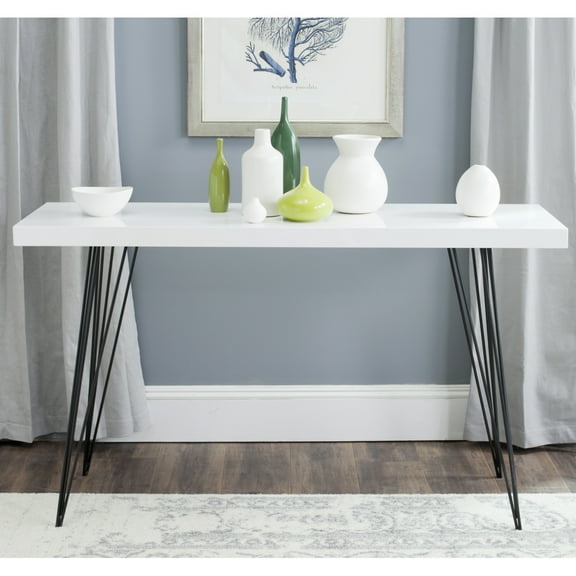 SAFAVIEH Wolcott Retro Mid-Century Lacquer Console Table, White/Black