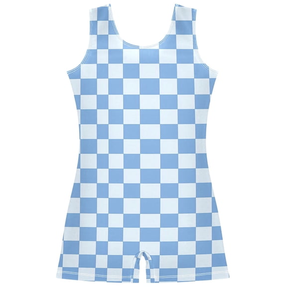 joogoo Checkered Grid-t7 Pattern Girls Leotards Gymnastics Tumbling Outfit Biketard Unitard 5-6Years