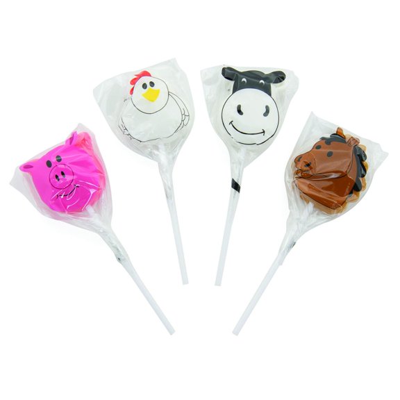 Farm Animal Suckers, Birthday Party Favors, Includes Horses, Cows, Pigs and Chickens, 12 Pieces, Individually Wrapped