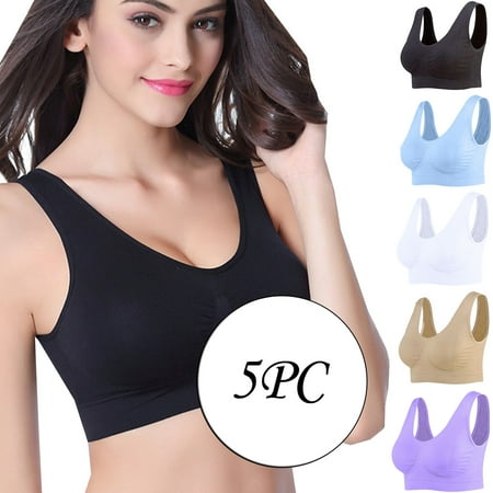 

Azrian Womens Plus Size Bras 5-Pack Women Seamless Sports Bra Wirefree Yoga Bra With Removable Pads Clearance Sales Today Deals Prime