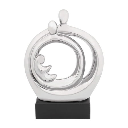 - 92868 Ceramic Royal Abstract Figure In Silver And Black Stand