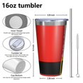 thumbnail image 4 of 16oz Tumblers Red Christmas Santa Costume Pattern Stainless Steel Vacuum Insulated Double Wall Travel Tumbler Cups Mug with Lid and Straw,Cleaning Brush for Coffee,Tea, 4 of 4