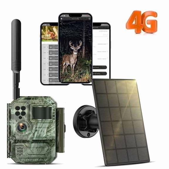 Campark 4G Lte Trail Camera Starlight Night Vision Solar Game Camera 1080P Live Feed Required Suspriction 7 Days 100MB Free 7800mAh Battery
