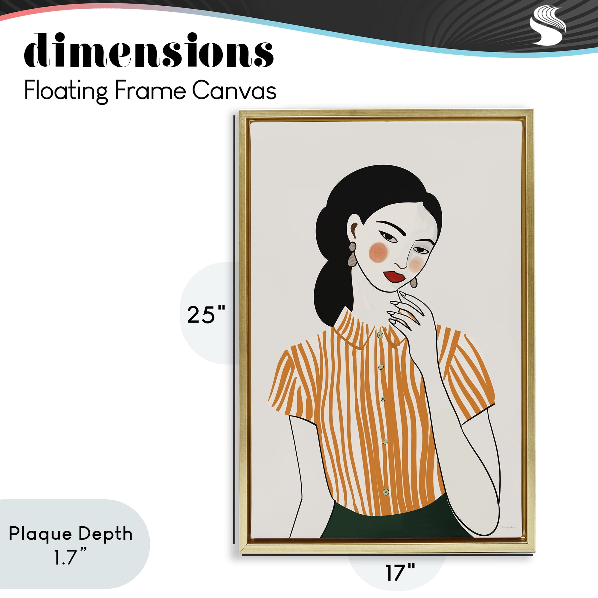 Stupell Industries Woman in Orange Blouse Gold Framed Floater Canvas Wall Art, design by Omar Escalante