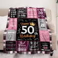 thumbnail image 5 of 50th Birthday Gifts for Women, Unique Happy Birthday Fleece Throw Blanket 50" x 60", Funny 50 Years Old Birthday Decorations Gifts, Best 50th Birthday Gfit Ideas for Mom, Wife, Sister, Friends, Female, 5 of 6