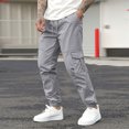 thumbnail image 2 of Mens Cargo Pants Casual Joggers Athletic Pants Cotton Loose Straight Sweatpants Men's Casual Pants Hiking Pants Workout Joggers for Men Elastic Waist Drawstring Tapered Pants, 2 of 7