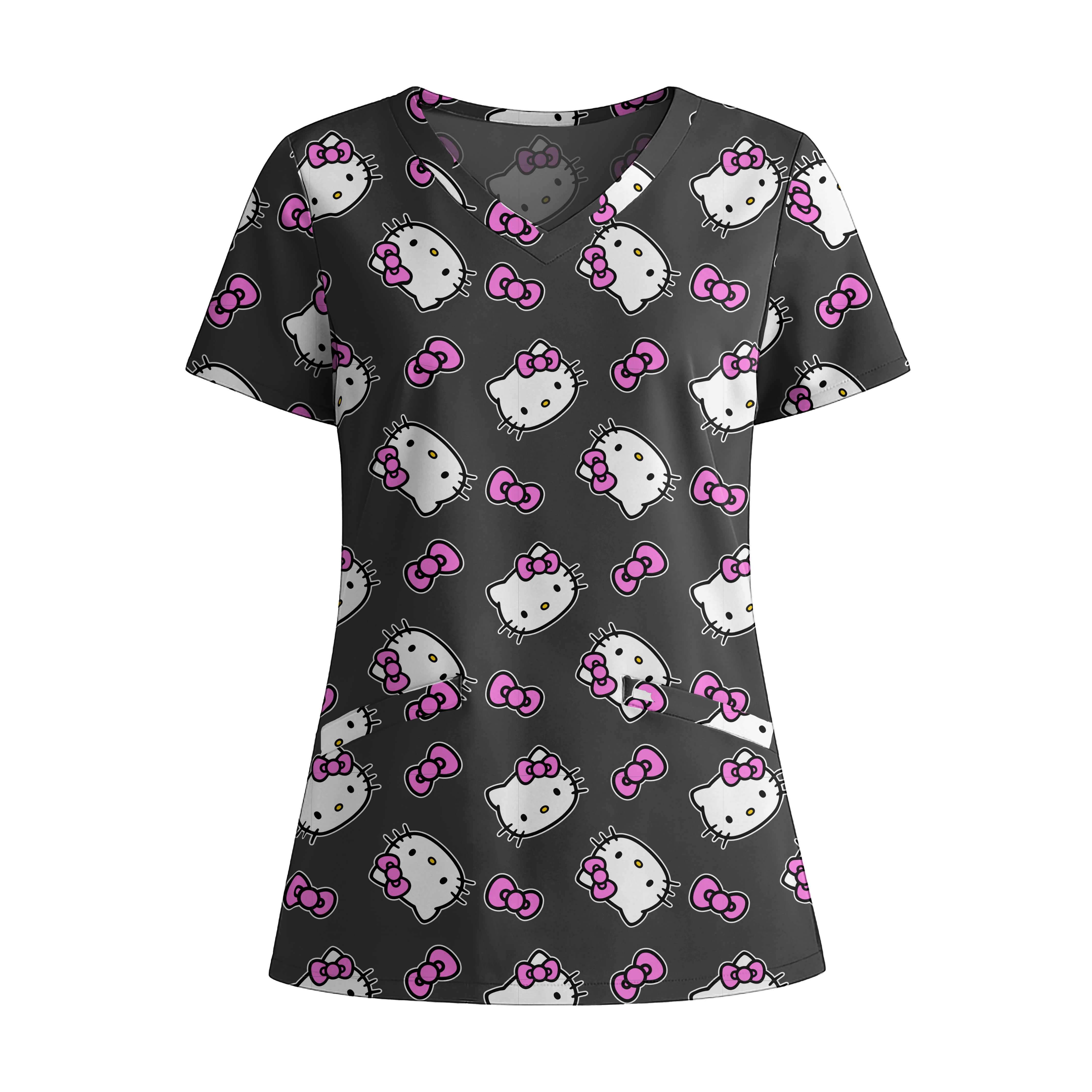 Hello Kitty Women's Graphic Scrub Top, Sizes S-3XL