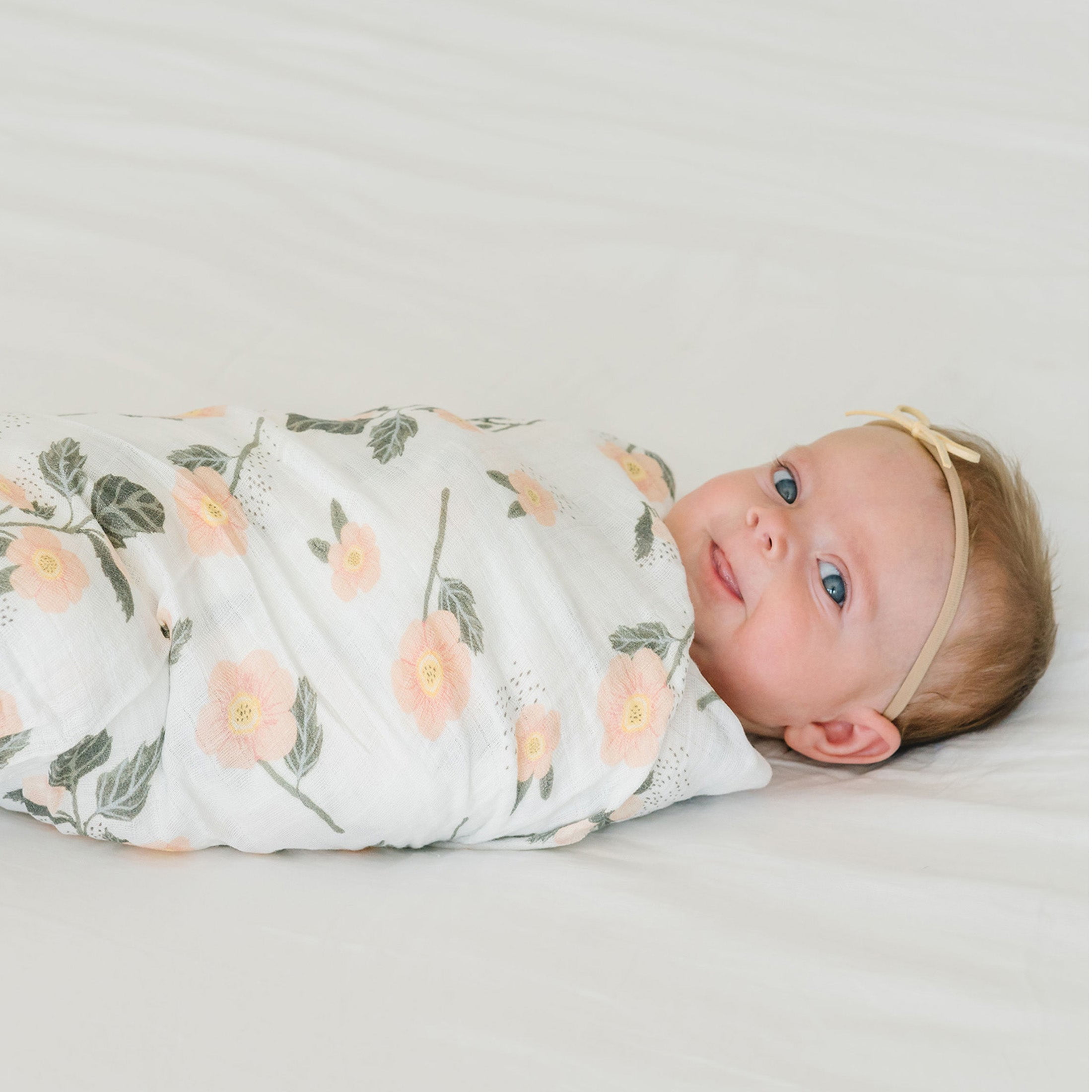 Red Rovr 100% Organic Cotton Muslin Swaddle Infant Blanket 2 Pk, Unisex, Blushing Bloom