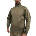 thumbnail image 4 of TFEOQRY Men's Turtleneck Sweater Loose Thickened Thermal Knitted Long Sleeve Pullover Casual Fall Winter Warm Tops Olive Green, 4 of 5