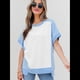 thumbnail image 4 of Camisetas de Corta con Cuello Redondo y Bloques de Color para Mujer, Conjuntos Casuales de Verano de Gran Tamaño Azul L, 4 of 10