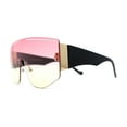 thumbnail image 3 of Oversized Shield Curved Top Thick Temple Mob Fashion Sunglasses Gold Black Pink Yellow, 3 of 4