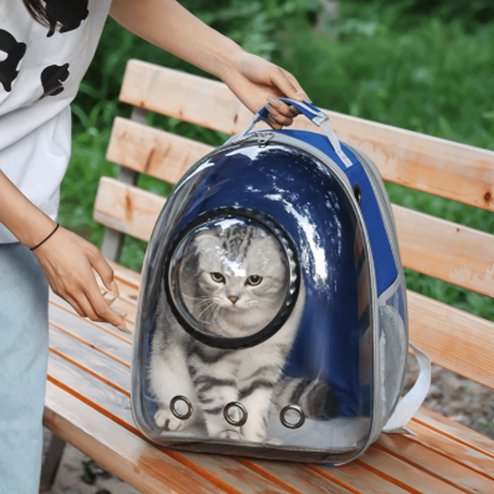 BESTSKY Cat Carrier,Anxiety-Relieving Transparent Window Cat Backpack,Comfortable 360°Breathable Mesh Cat Backpack Carrier,Expandable Space Cat Bag,Pink