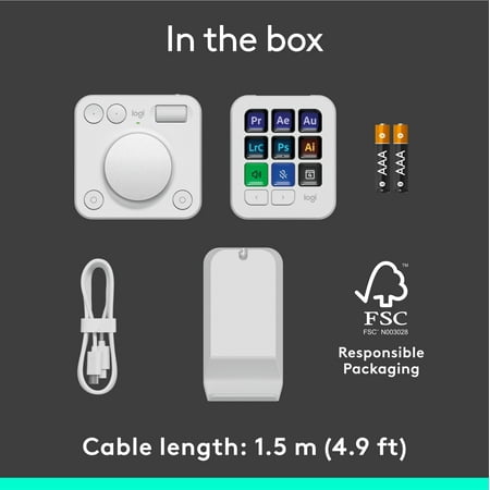 Logitech - MX Creative Console Programmable Keypad with 9 Customizable Keys & Control Dial for Graphic Design, Video Editing, more - Pale Gray