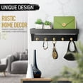 thumbnail image 3 of Rebee Vision Decorative Key Holder Wall Mount with Shelf - Modern Hanging Mail Organizer with 5 Hooks (Black), 3 of 5