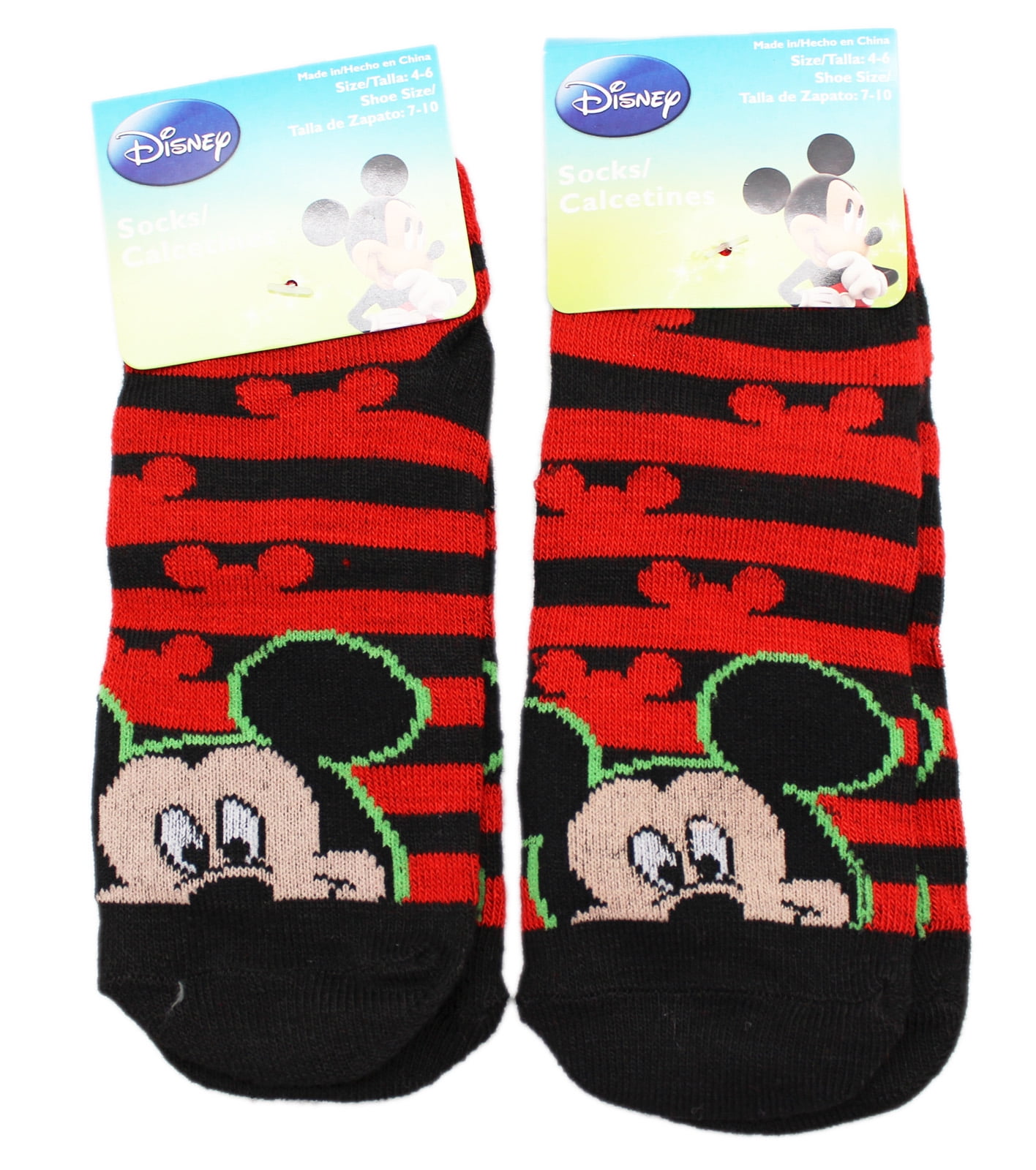 Disney's Mickey Mouse Peeking Mickey Black Red Stripe Stocks (size 4-6 