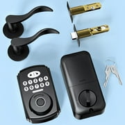 Bitiwend Fingerprint Keyless Entry Door Lock with 2 Handles, Security Keypad Deadbolt Lock, Electronic Smart Door Locks, Auto Lock, Easy Installation- Matte Black