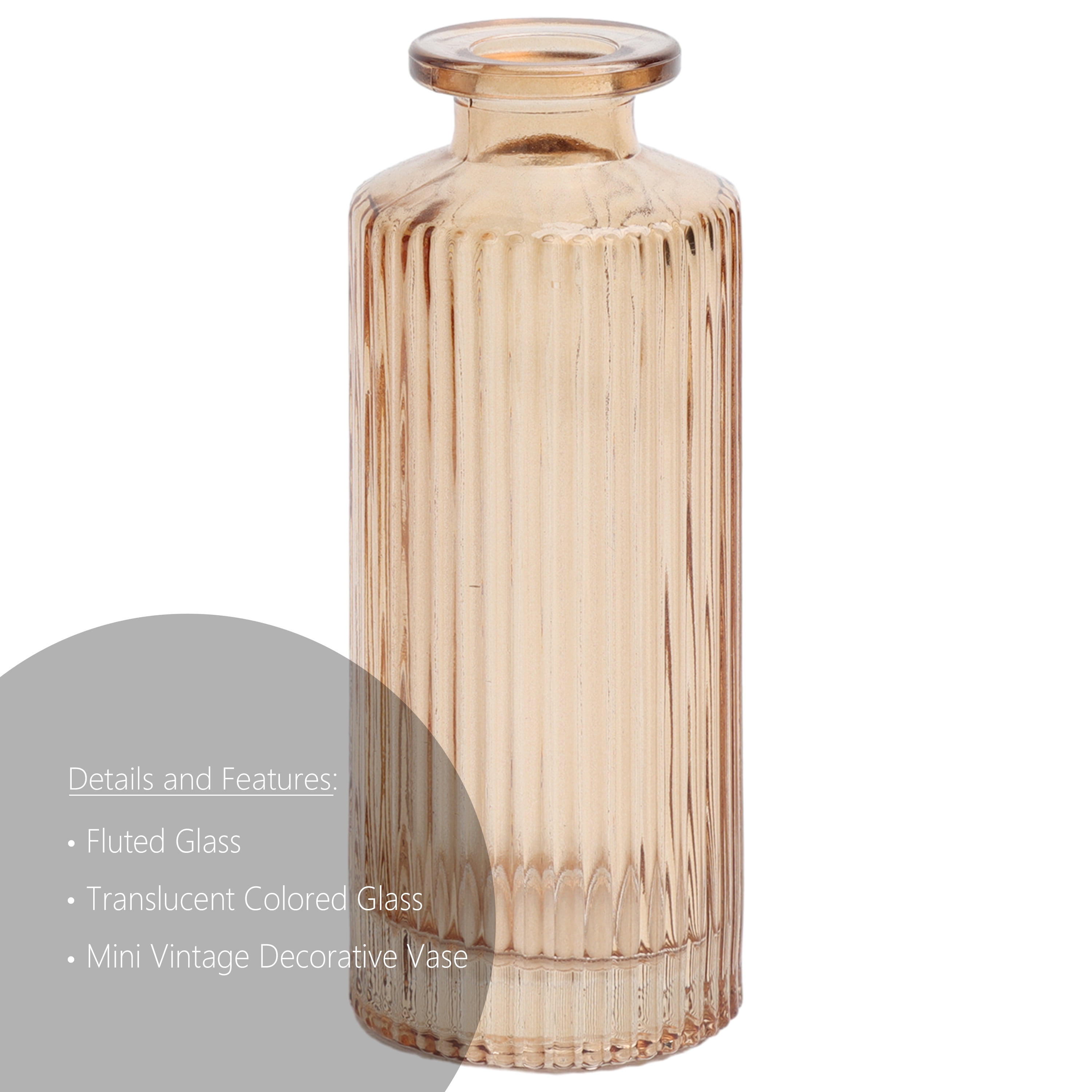Mainstays Mini Champagne Ribbed Glass Tabletop Vase – Elegant Indoor Decor