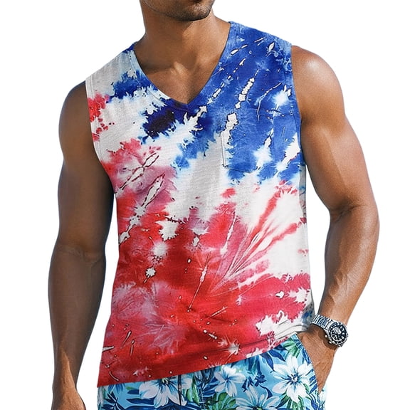 Vamuko 250 Anniversary Usa Shirts Mens Graphic American Flag Patriotic Tanks 4th Of July V Neck Printed Tank Top Independence Day Muscle Tees Wine XL