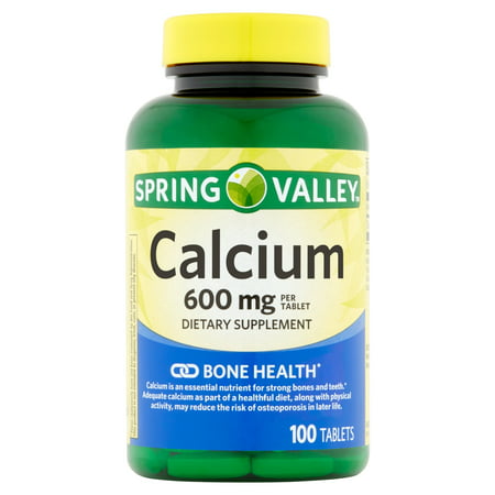 Spring Valley: Facile à avaler naturel 600 mg de calcium osseux santé supplément alimentaire, 100 Ct