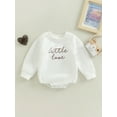 Newborn Baby Girl Sweatshirt Bubble Romper Long Sleeve Oversized Letter