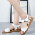 thumbnail image 2 of Womens Sandals Summer Leather Wedge Fashion Velcro Beach Comfy Walking Open Toe Sandals for Women, 2 of 6
