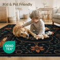 thumbnail image 4 of ODIKA 2'x3' Washable Accent Rug Teal Orange Mystical Night and Nature Design Celestial Motifs with Floral Lantern for Bedroom, Nursery, RV, Pet Friendly, Bedside Mat, 4 of 7