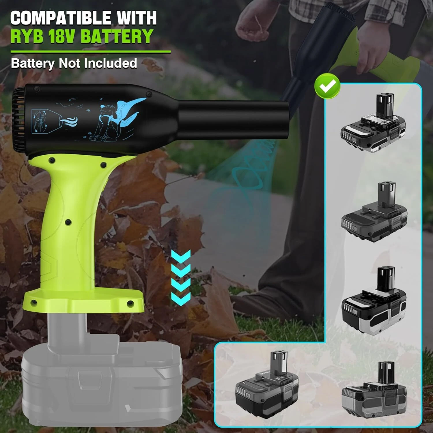 Leaf Blowers Cordless Dust Blower for Ryobi 18V Battery Portable Jet Dry Blower