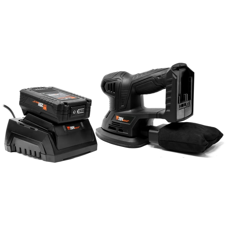 WEN 20401 20V Max Cordless Detailing Palm Sander with 2.0 Ah Lithium-Ion Battery and Charger