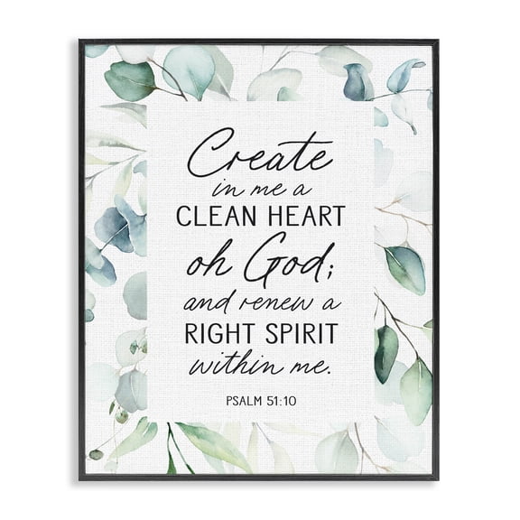 Clean Heart & Right Spirit Black Framed Giclee Art, design by Lettered and Lined