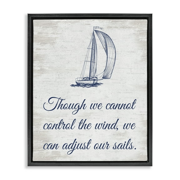 Stupell Industries Adjust Our Sails Transportation Painting Black Floater Framed Canvas Art Print Wall Art, 17 x 21