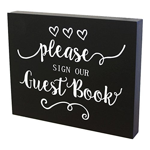 JennyGems Guest Book Sign for Wedding, Please Sign Our Guest Book, 10x12 Wood Sign for Wedding Ceremony and Reception, Guest Book Sign for Beach, Vacation Rental House, Hotel, Birthday Party