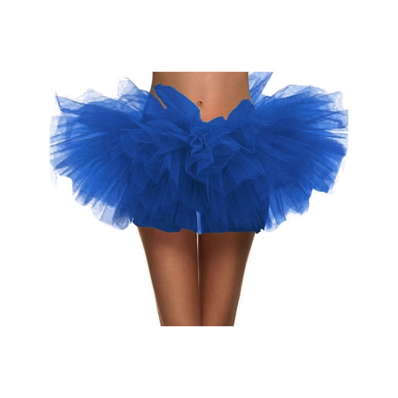 Women's Tulle Layered Ballerina Dancer Tutu Mini Skirt, Royal Blue