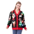 thumbnail image 4 of Joyfy Ugly Christmas Sweater Cardigan Women, LED Light Up Ugly Sweater, Adult Women Christmas Sweater with Light Bulbs, Cute Funny Glowing V Neck Cardigan Sweater (S, Black), 4 of 8