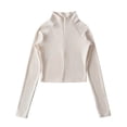 thumbnail image 2 of Base Layer Women Women's Color Fleece Warm Half-high Collar Long-sleeved Undershirt Top,White,L, 2 of 6