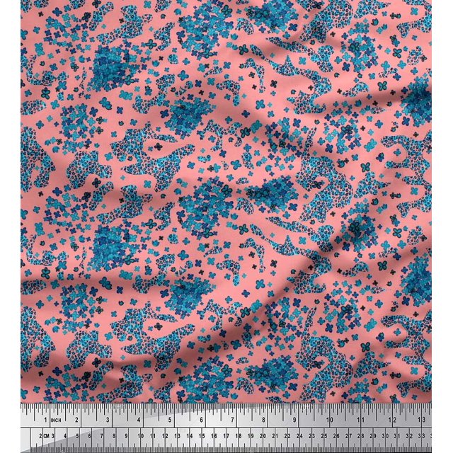 Soimoi Velvet Fabric Floral & Leopard Animal Skin Decor Fabric Printed Yard 58 Inch Wide