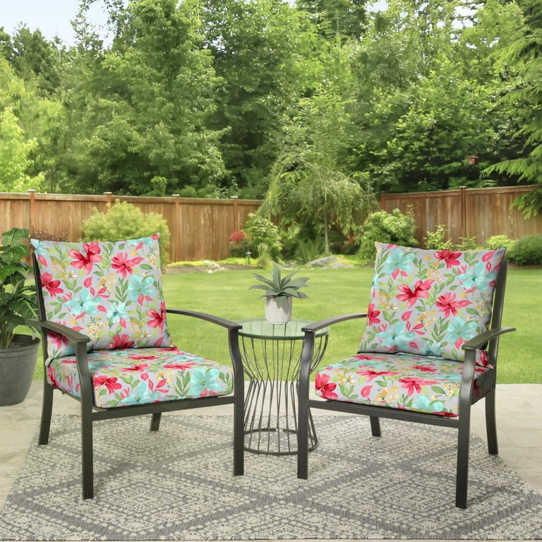 Mainstays 45 x 23 Multi-color Floral Rectangle Outdoor 2-Piece Deep Seat  Cushion