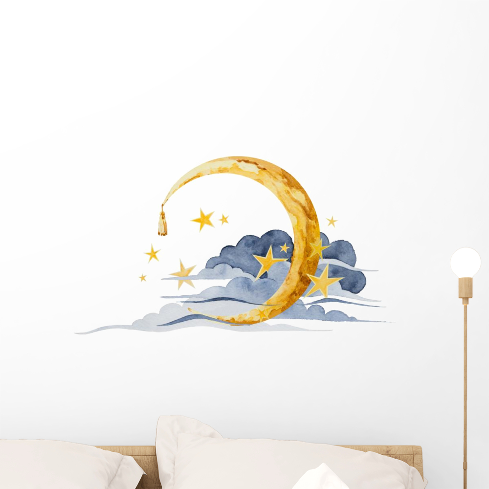 Moon and Stars Clouds Wall Decal Wallmonkeys Peel and Stick Graphic (24 ...