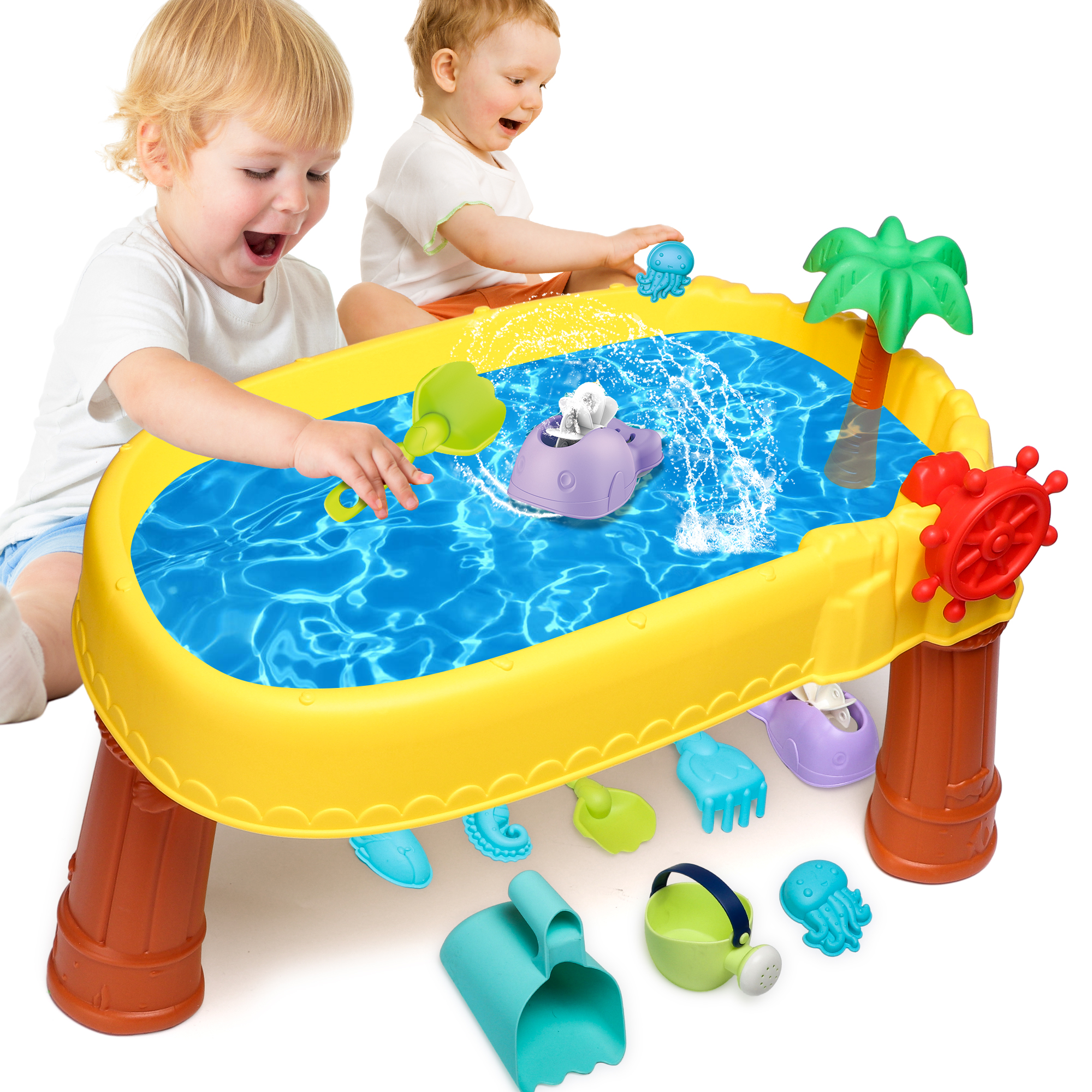 HopeRock Sand Water Table Toys for Kids, Pond Activity Sensory Play