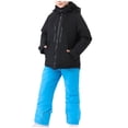 thumbnail image 1 of 4-16 Years Kid's Solid Color Girls Boys Ski Suit Windproof Warm Solid Color Skiing Set Blue, 1 of 7
