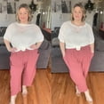 thumbnail image 3 of CASSIE LIZ Plus Size Womens Pants 4X Brick Red Summer Wide Leg Knit Palazzo Pants Lounge Ladies Casual Drawstring Harem Fall Pants with Pocket 4XL 24W 26W, 3 of 7