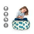 thumbnail image 2 of Floral Storage Toy Bag Chair, Hand Drawn Inspired Abstract Flowers Along Striped Petals in Doodle Style, Stuffed Animal Organizer Washable Bag, Small Size, Blue and Pale Green, by Ambesonne, 2 of 3