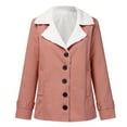 thumbnail image 4 of Honeeladyy Women Plus Size Winter Warm Composite Plush Button Lapels Jacket Outwear Coat Pink L, 4 of 6