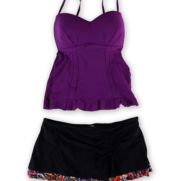Profile Womens Starlet Aztec Skirt 2 Piece Tankini, Purple, 10