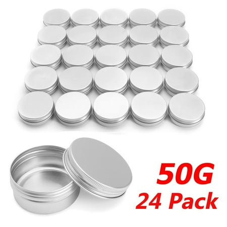 0.25 Round Tins (24Pcs 50g/1.8oz Steel Round Tin Cans Screw Top Lid Storage Beard Lip Balm Empty Can Kitchen Storage &)