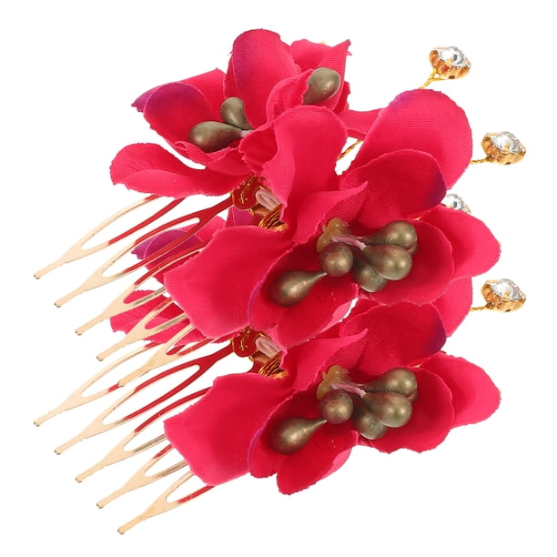 2 pinzas para el pelo con flor de hibisco: Peinetas decorativas para recogidos - Tocados de boda con pinza floral para vestidos de novia, fiestas y bailes de graduación
