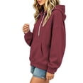 thumbnail image 5 of lcziwo Womens Long Sleeve Sweatshirt Casual Athletic Sweatshirts with Pockets Solid Color Drawstring Hoodies Winter 2026 Wine,XXL, 5 of 8