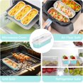 thumbnail image 4 of Paquete de 100 mini moldes para pan con tapas y cucharas, desechables, de aluminio, rectangulares, para hornear, fiestas, picnics y regalos (azul claro)., 4 of 5