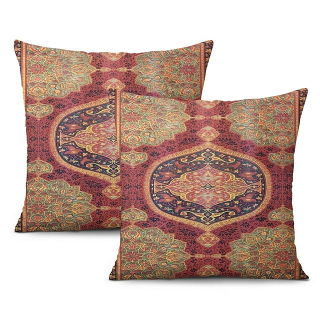 Exquisite Modern Paisley Floral 16x16 Inch Pillowcase Set - Boho Flower Design for Outdoor Patio and Indoor Décor